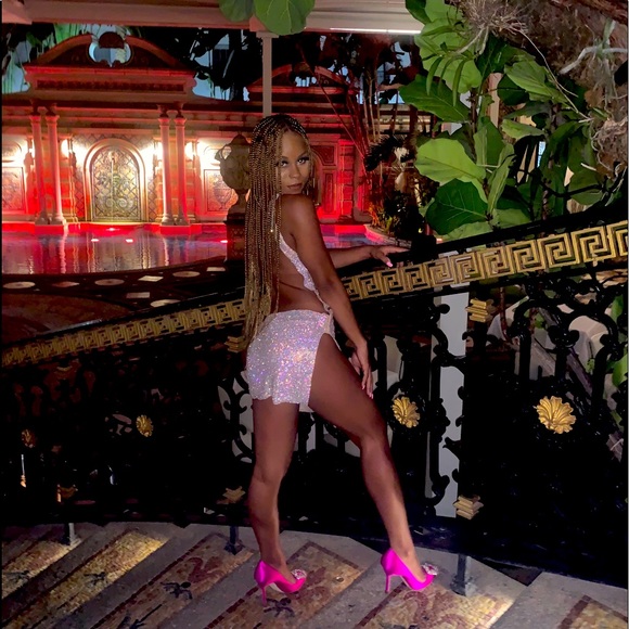 custom sparkly rhinestone deep v dress backless - Picture 3 of 13